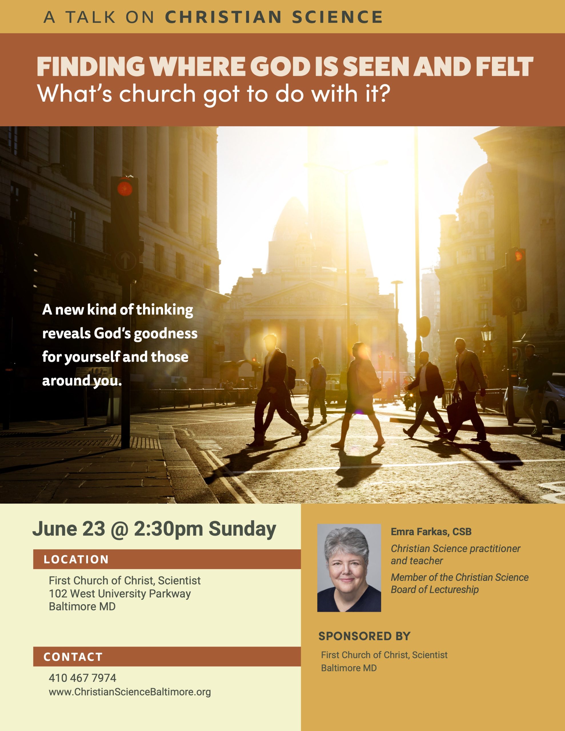 Finding Where God is Seen and Felt – What's church got to do with it? @ First Church of Christ, Scientist, Baltimore, MD