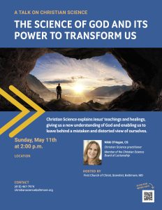 You're invited: A talk on Christian Science: "The Science of God and Its Power to Transform Us" @ First Church of Christ, Scientist, Baltimore, MD | Baltimore | Maryland | United States